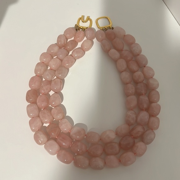 Kenneth Lane three layer rose quartz choker. Like new - Picture 2 of 3
